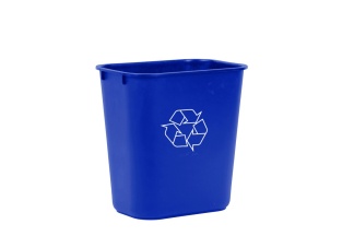 Blue 3.25 Gal. Rectangular Wastebasket with Recycle Logo